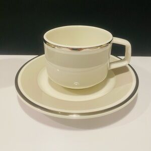 VILLEROY & BOCH Platinum Set for 6 Chocolate Tea Cups Saucers 0185-0186 Germany